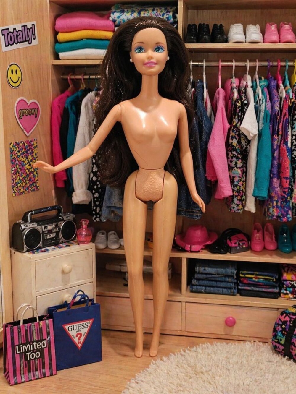 Mattel Vintage 90s Burnette Blue Eyed Nude Barbie Fashion Doll Rare Iconic Y2K - Picture 1 of 7